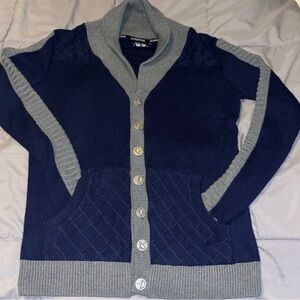 Vintage Elhoffer Designs Button Down Sweater XXS Navy Gray